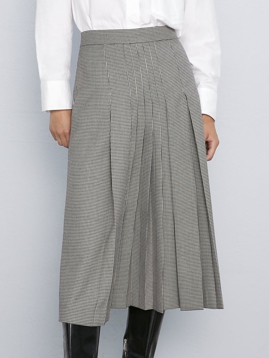 Zara Dresses & Skirts - Zara Houndstooth Midi Skirt Size Zip Size M